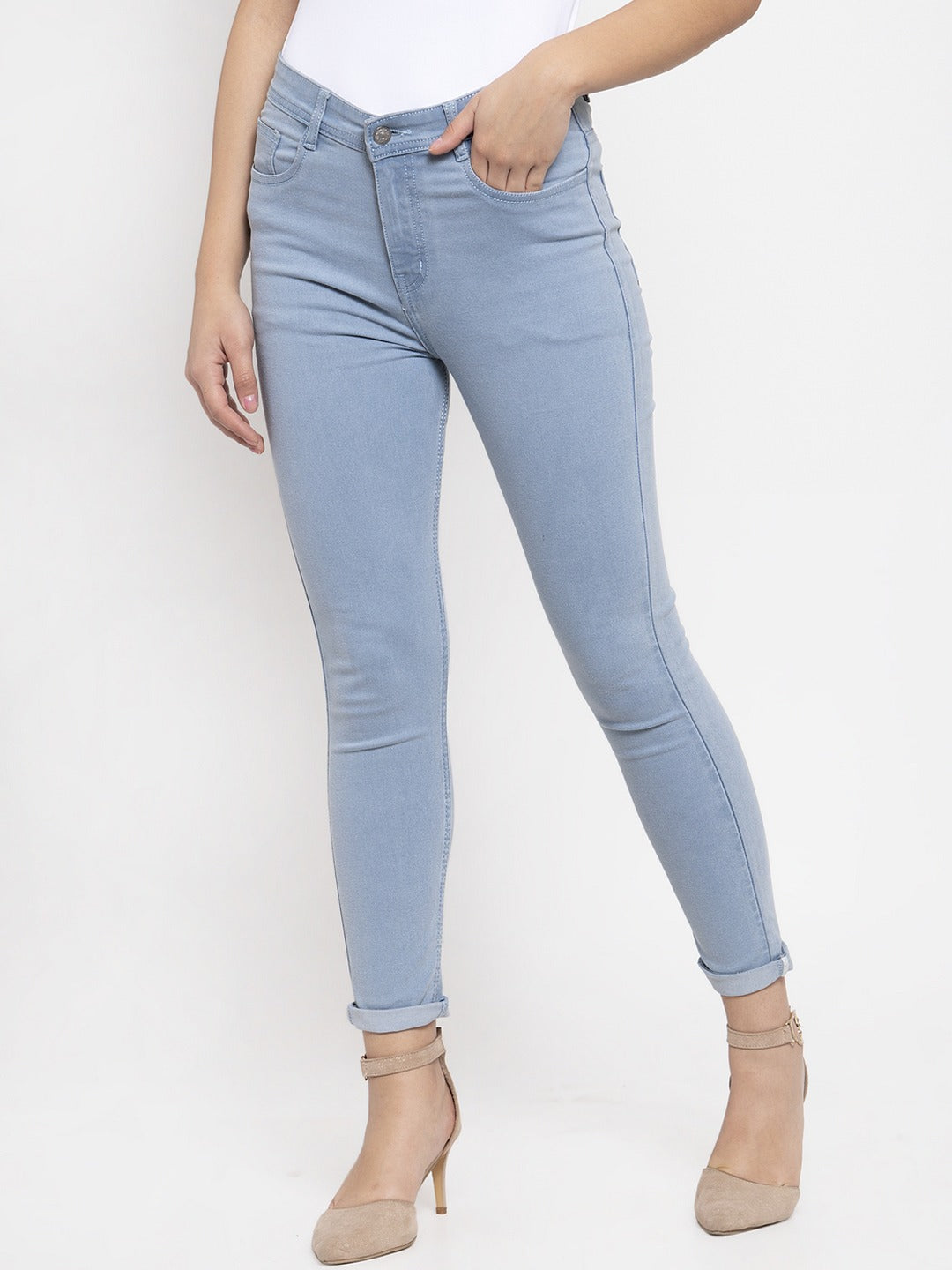 Women Blue Skinny Fit Mid-Rise Clean Look Stretchable Jeans
