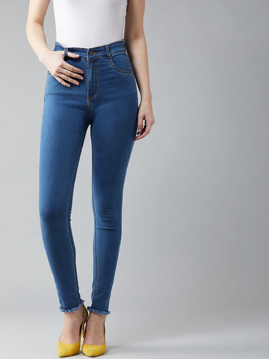 Women Blue Skinny Fit High-Rise Clean Look Stretchable Jeans