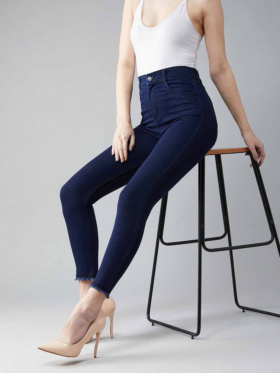 Women Navy Blue Skinny Fit High-Rise Clean Look Stretchable Jeans