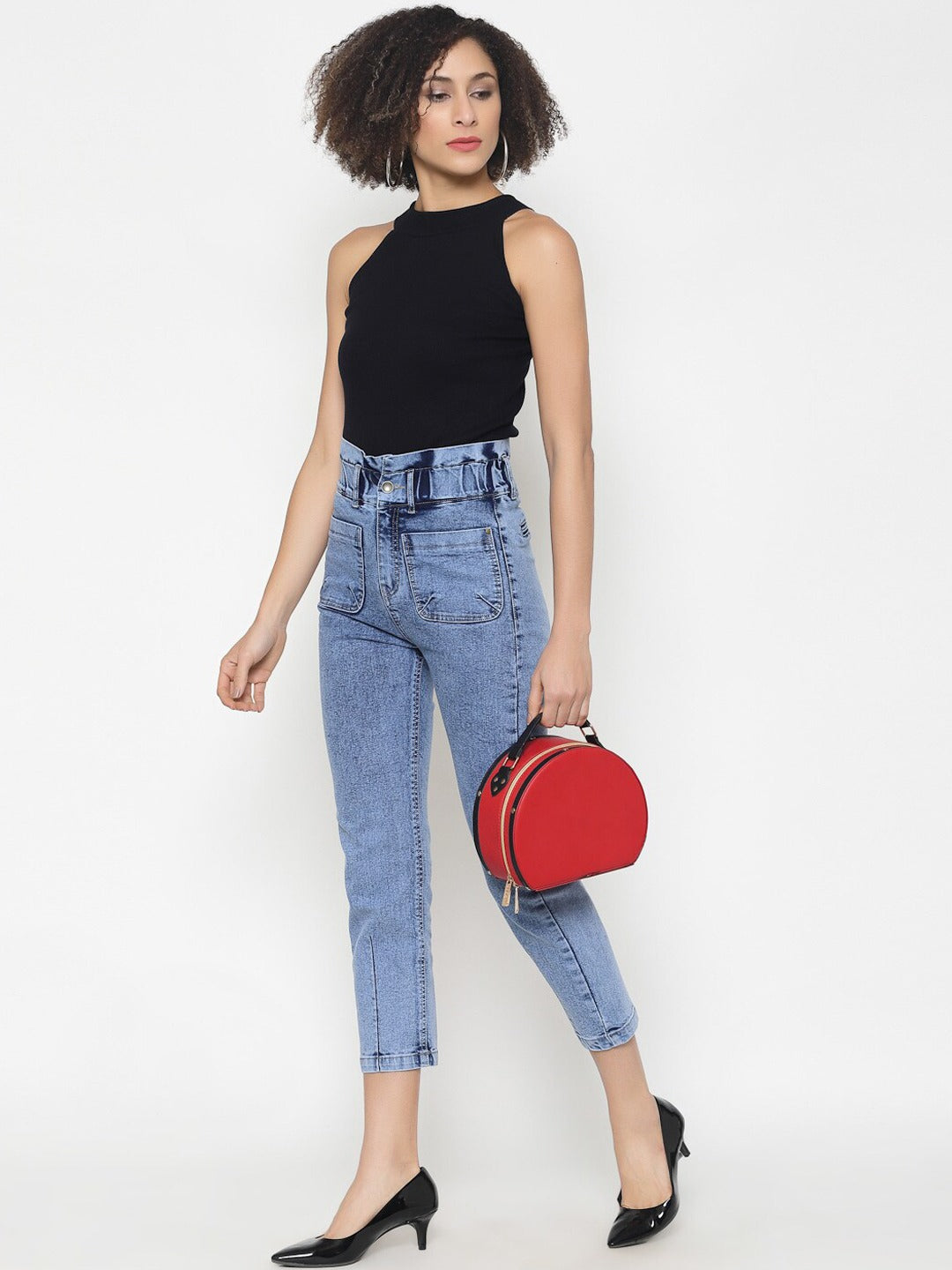 Women Blue Regular Fit High-Rise Clean Look Stretchable Jeans