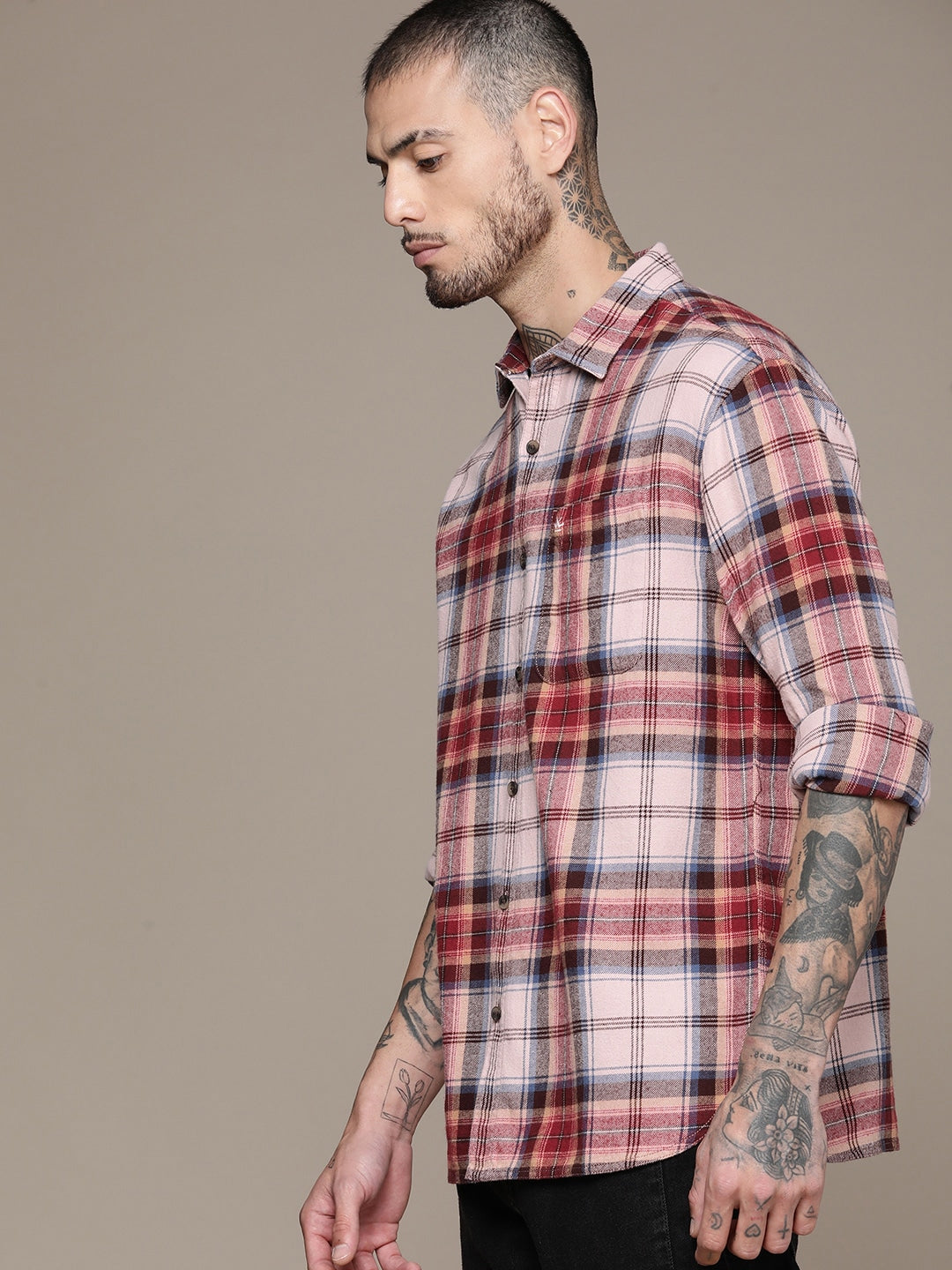 Relaxed Fit Checked Pure Cotton Casual Shirt