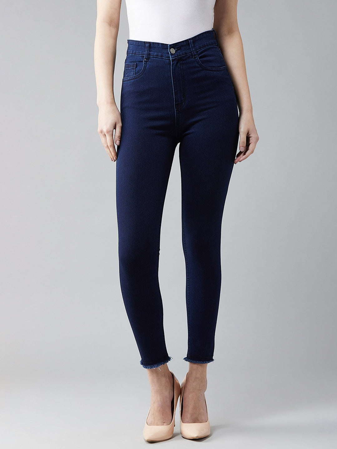 Women Navy Blue Skinny Fit High-Rise Clean Look Stretchable Jeans