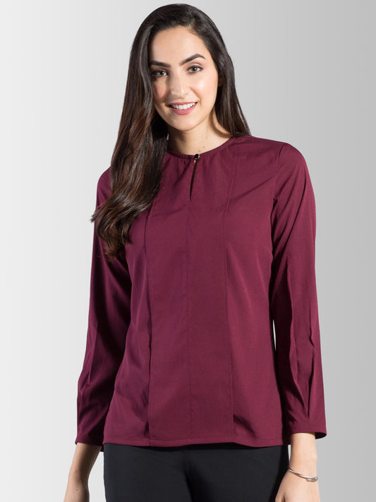 Women Burgundy Solid Top