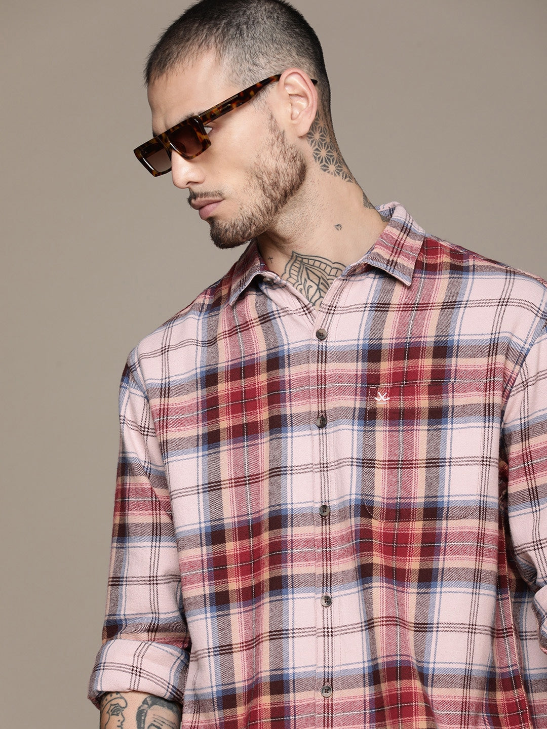 Relaxed Fit Checked Pure Cotton Casual Shirt