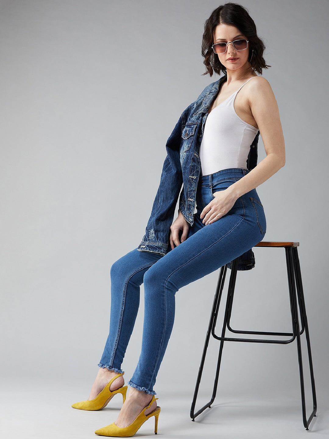 Women Blue Skinny Fit High-Rise Clean Look Stretchable Jeans