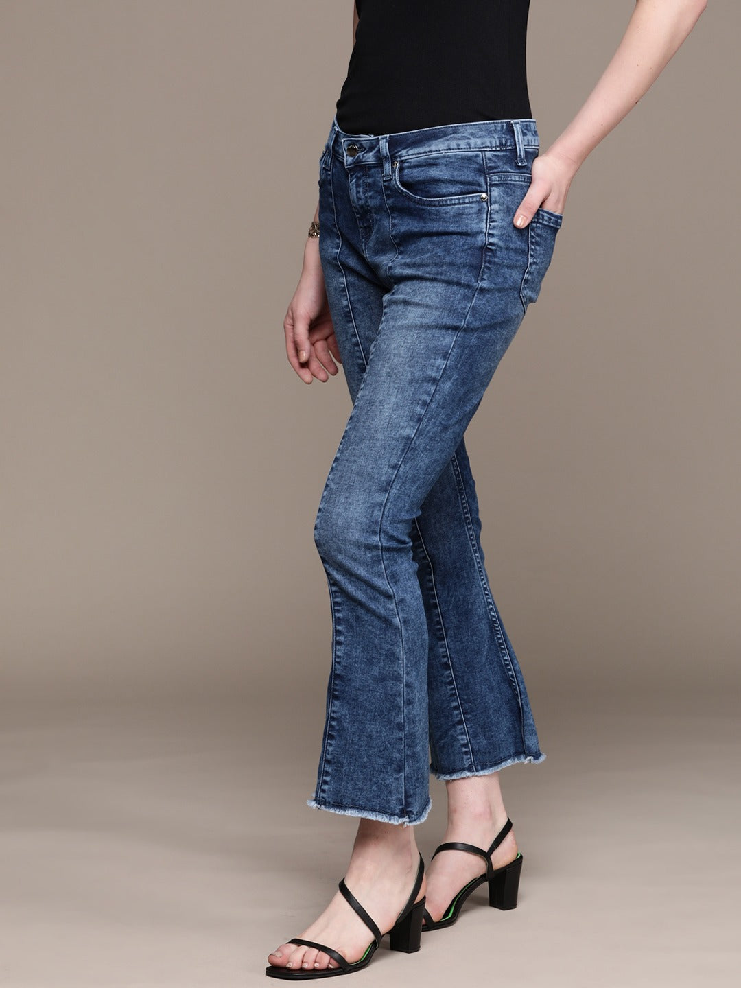 Women Indigo Denim Daze Bootcut Light Fade Panelled Stretchable Jeans