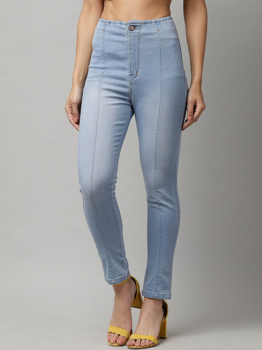Women Blue Slim Fit High-Rise Clean Look Jeans