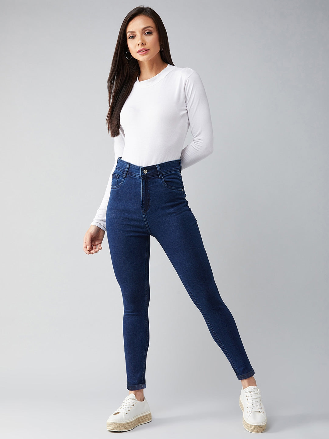 Navy Blue Skinny Fit High-Rise Stretchable Jeans