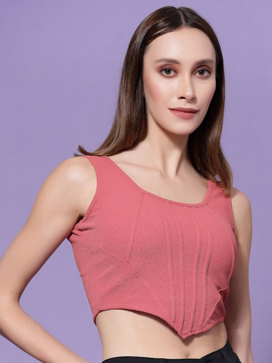 Pink Fitted Crop Top