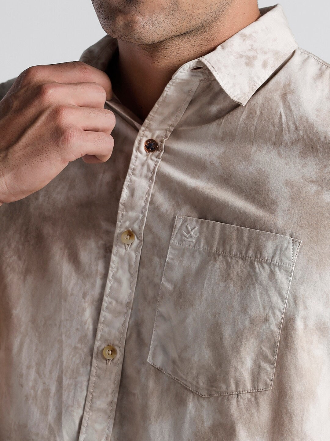 Slim Fit Abstract Printed Linen Casual Shirt