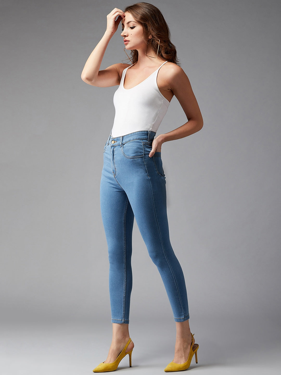 Women Blue Skinny Fit High-Rise Clean Look Stretchable Jeans