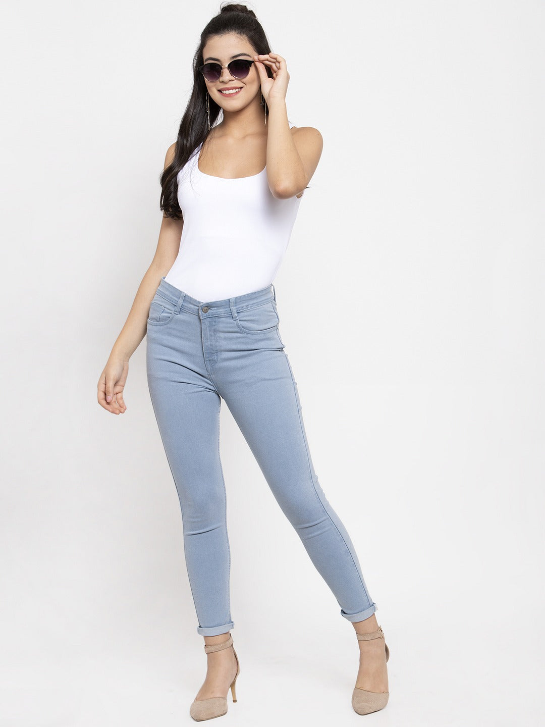 Women Blue Skinny Fit Mid-Rise Clean Look Stretchable Jeans