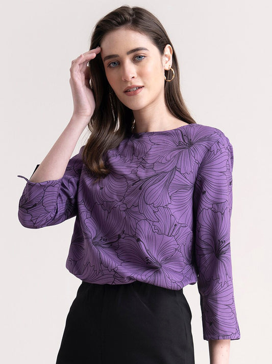 Purple Floral Printed Top