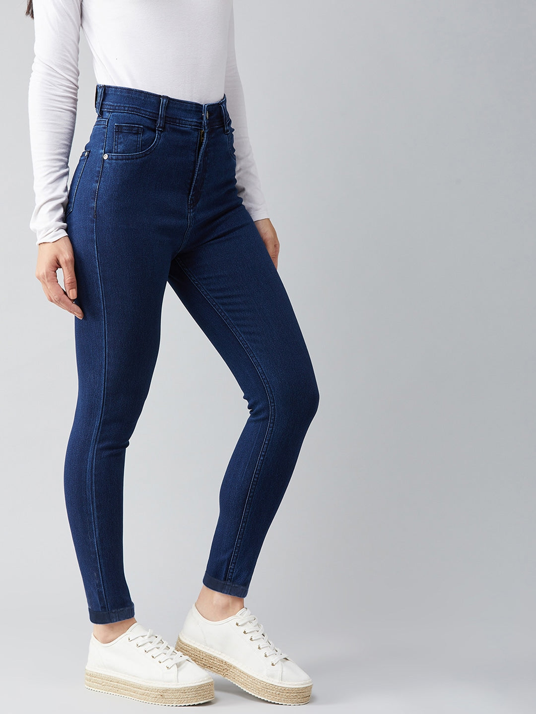 Navy Blue Skinny Fit High-Rise Stretchable Jeans