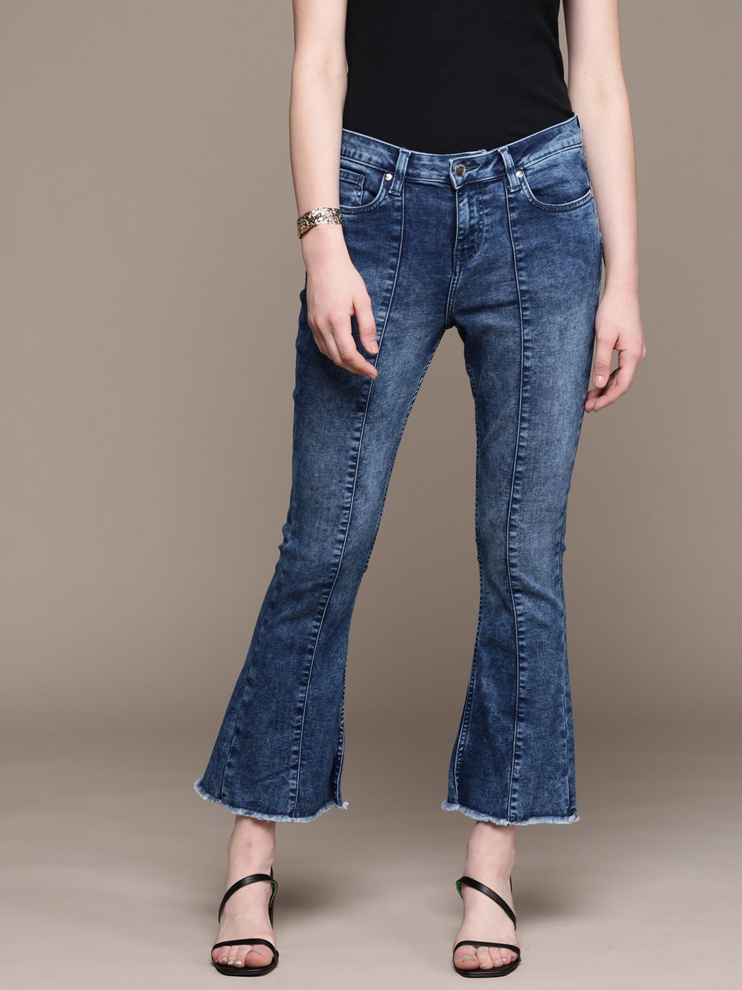 Women Indigo Denim Daze Bootcut Light Fade Panelled Stretchable Jeans