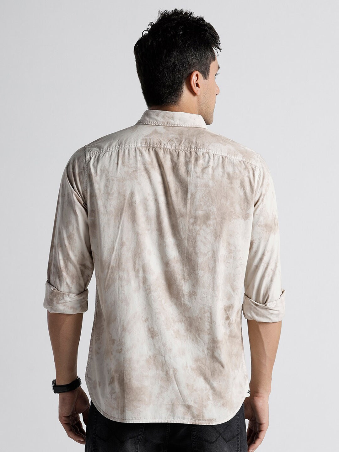 Slim Fit Abstract Printed Linen Casual Shirt