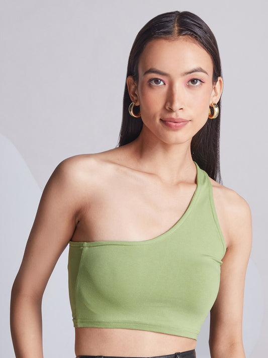 Women One Shoulder Crop Top