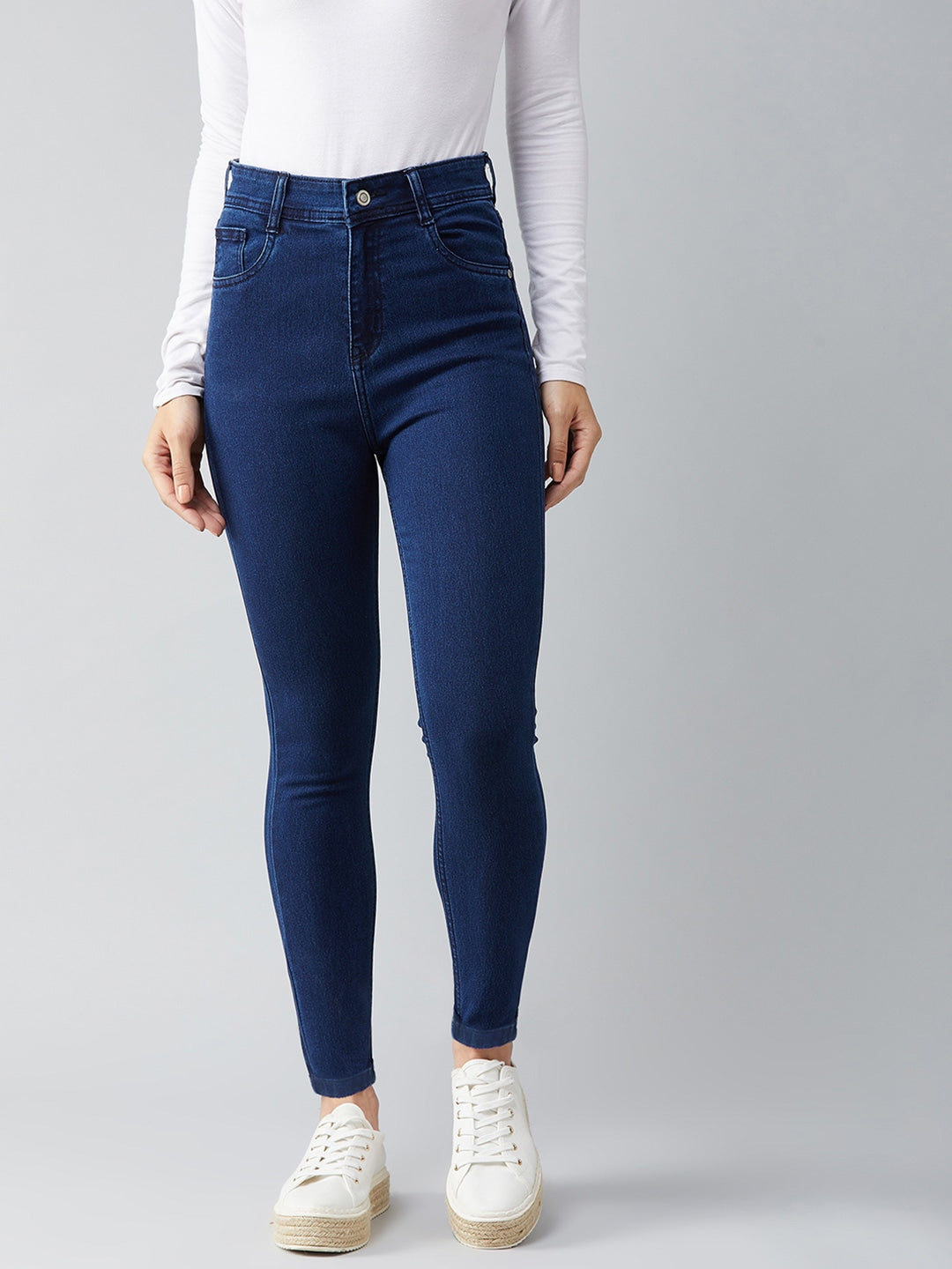Navy Blue Skinny Fit High-Rise Stretchable Jeans