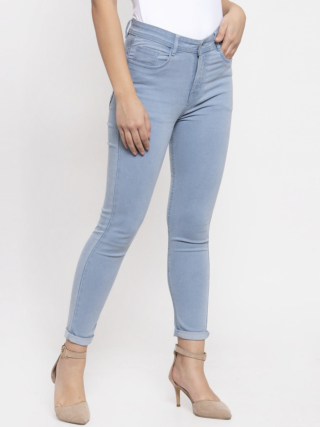Women Blue Skinny Fit Mid-Rise Clean Look Stretchable Jeans