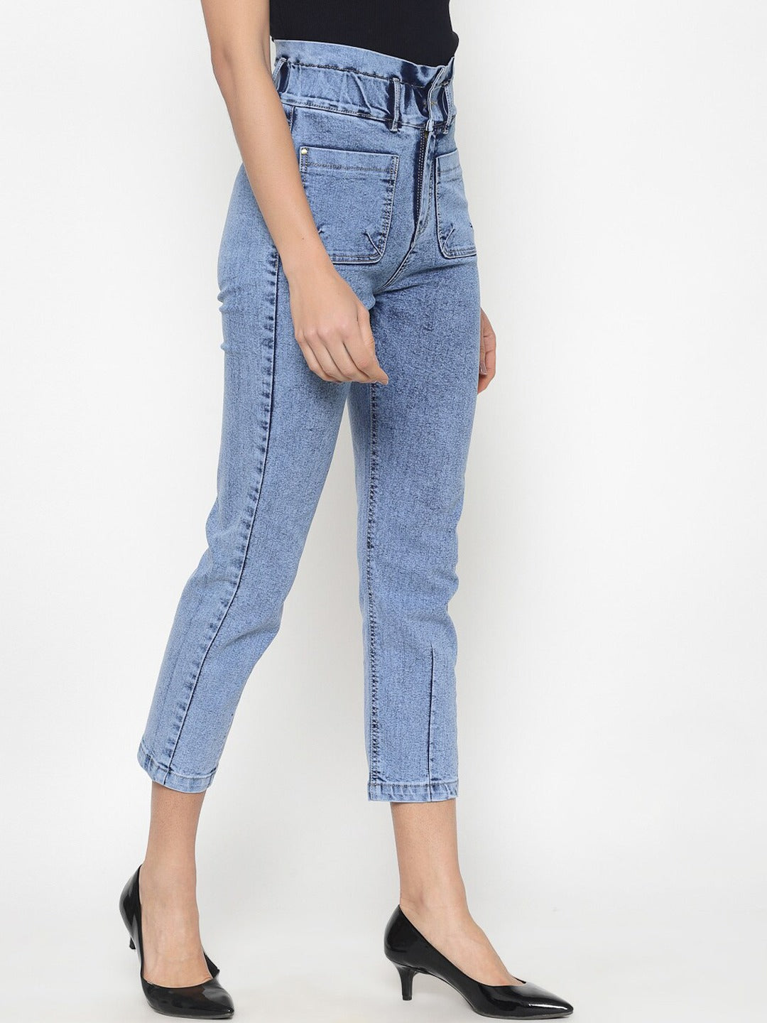 Women Blue Regular Fit High-Rise Clean Look Stretchable Jeans