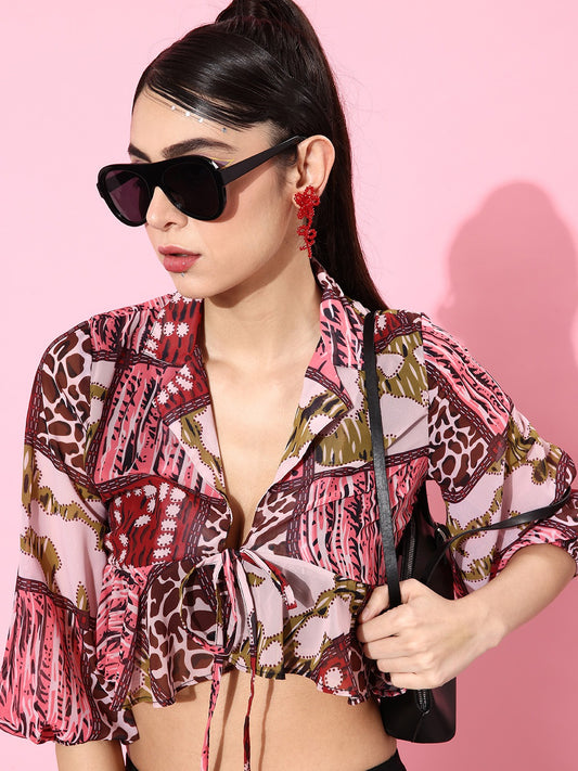 Pretty Pink Animal Printed Once Upon a Sleeve Top