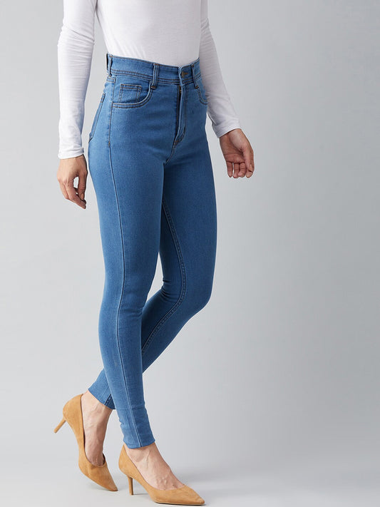 Women Blue Skinny Fit Stretchable High-Rise Jeans