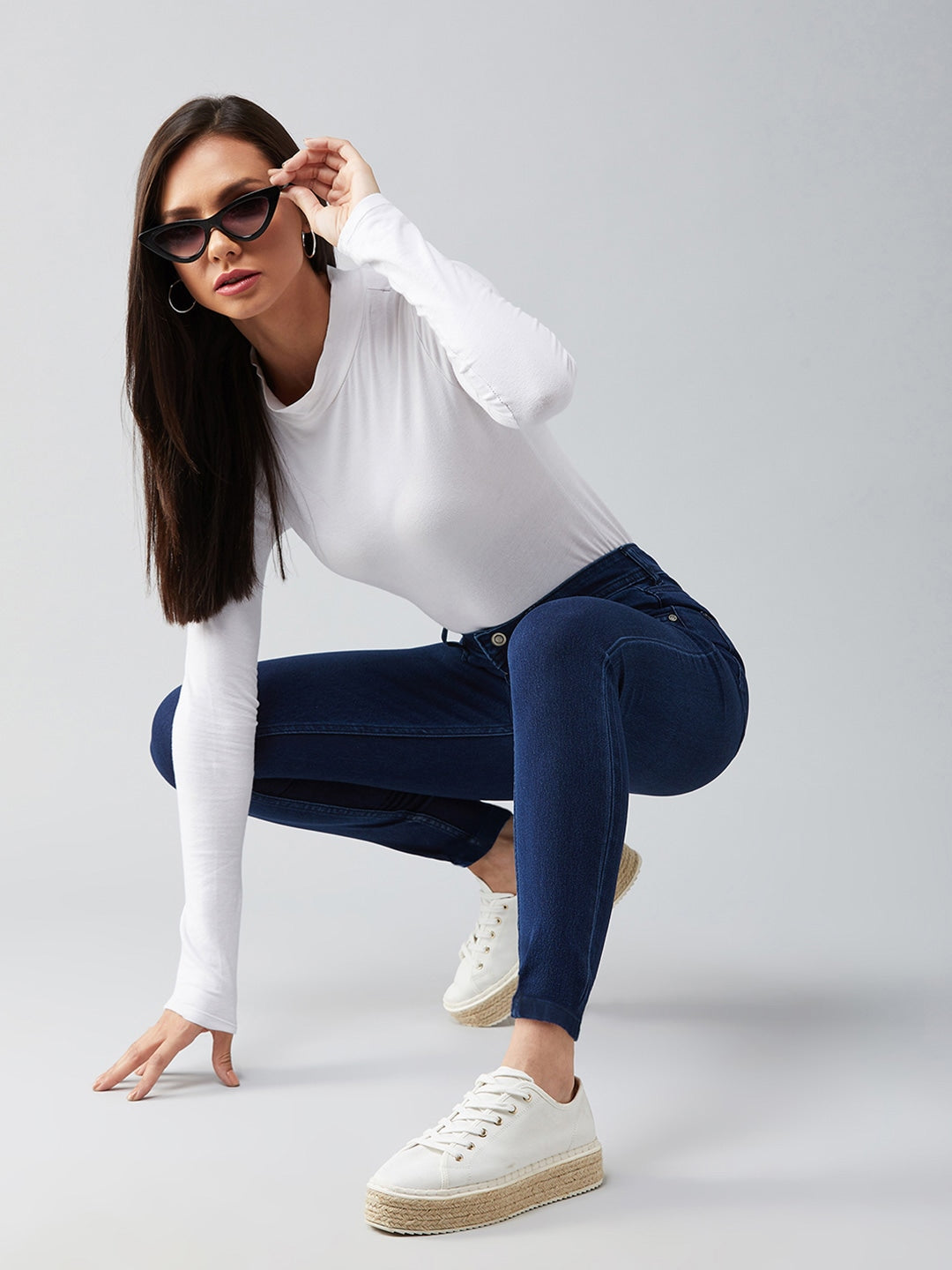 Navy Blue Skinny Fit High-Rise Stretchable Jeans