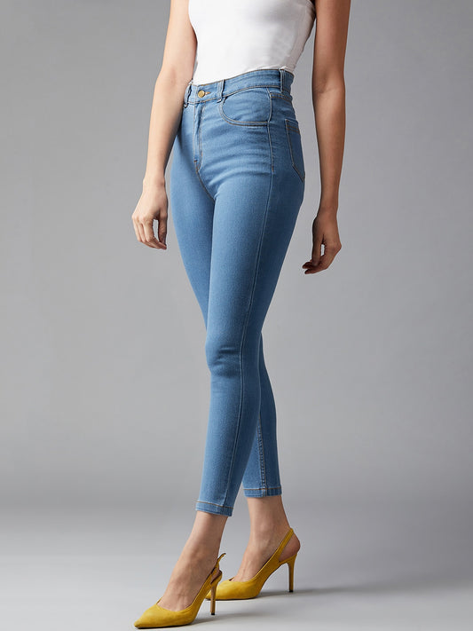 Women Blue Skinny Fit High-Rise Clean Look Stretchable Jeans