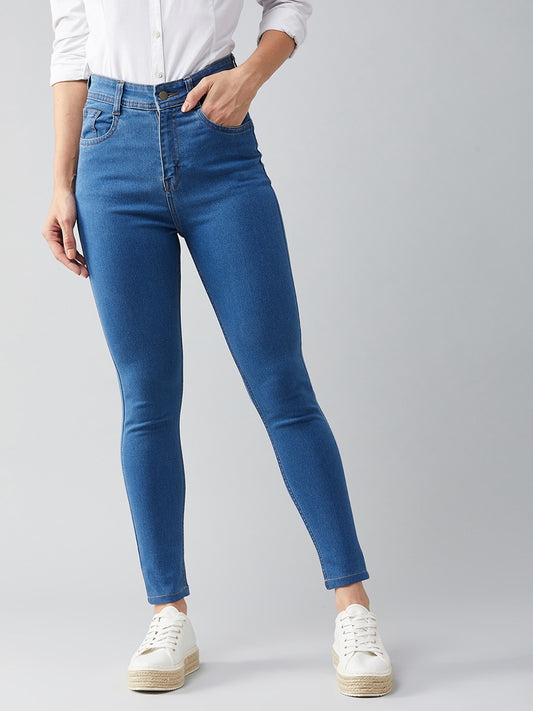 Women Blue Skinny Fit High-Rise Clean Look Stretchable Jeans
