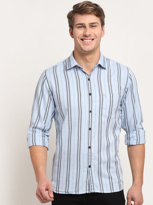 Men Striped Cotton Casual Shirt