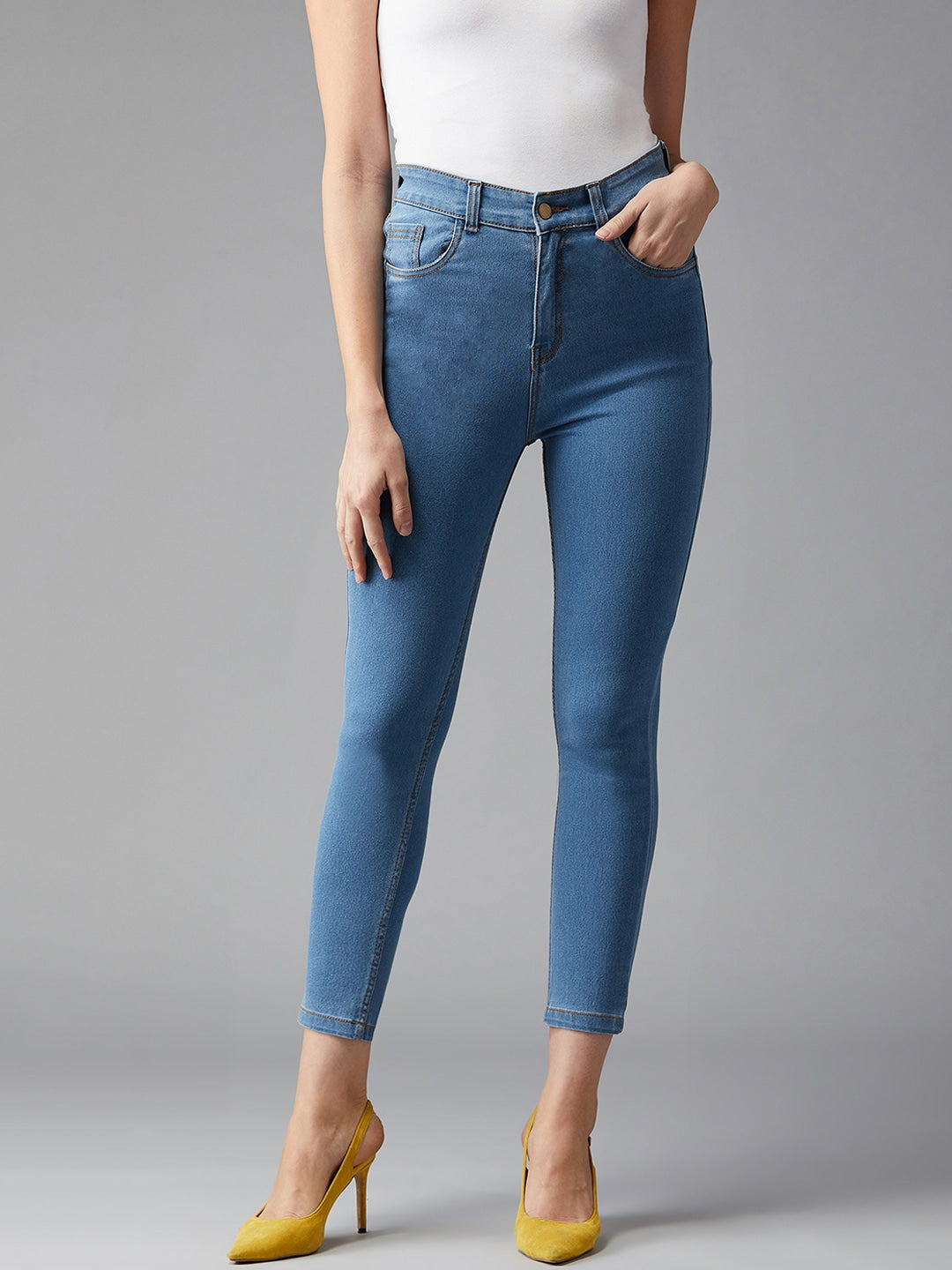 Women Blue Skinny Fit High-Rise Clean Look Stretchable Jeans